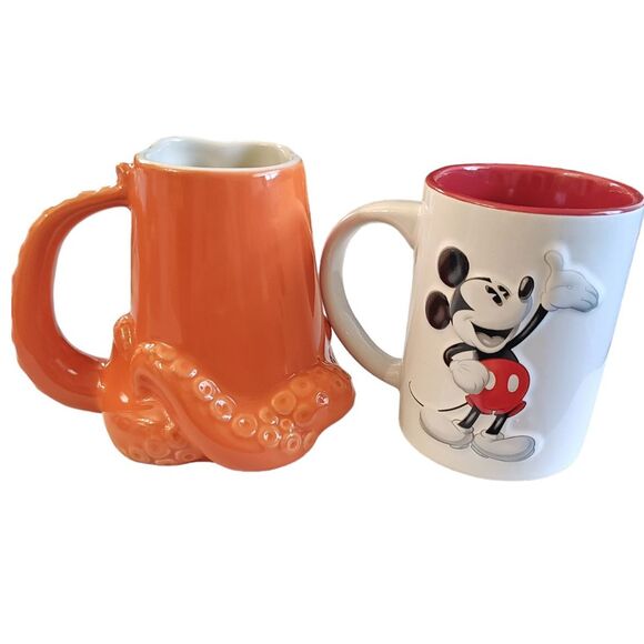 Disney Mugs LOT Mickey Mouse & Finding Dory Hank the Octopus Pixars - Picture 2 of 3